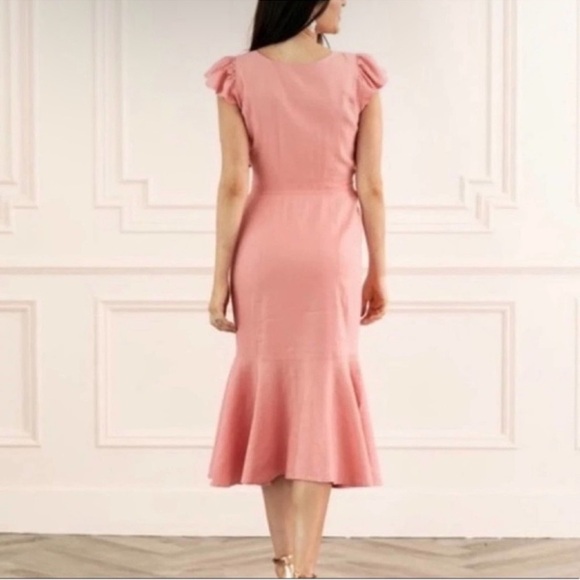 NWT Rachel Parcell Midi Dress Size XXL Pink Linen Blend Ruffled Button Down - Picture 4 of 9